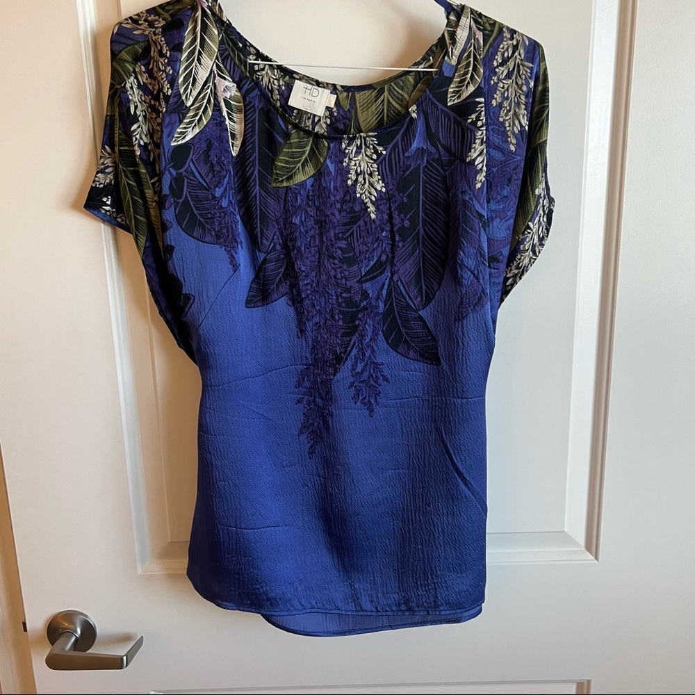 HD Paris / Anthropologie silk tie back shirt